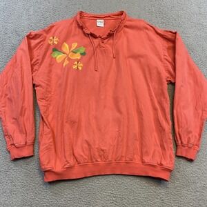 Crazy Shirts Pullover Sweatshirt Mens XL Red Hibiscus Floral Hawaii Made USA
